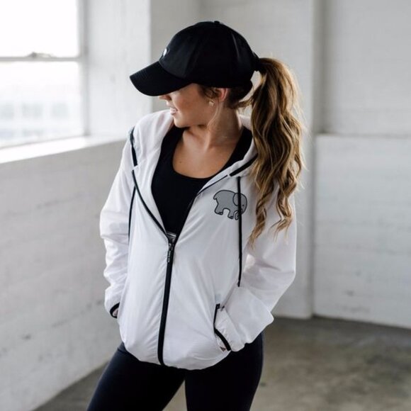 EUC Ivory Ella White Zip Up Windbreaker Sz M - Picture 1 of 2